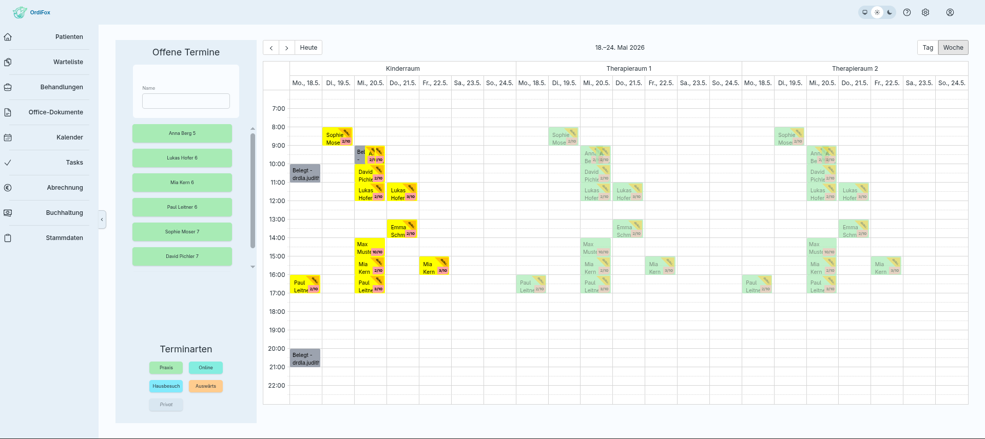 Praxiskalender Spaltenansicht